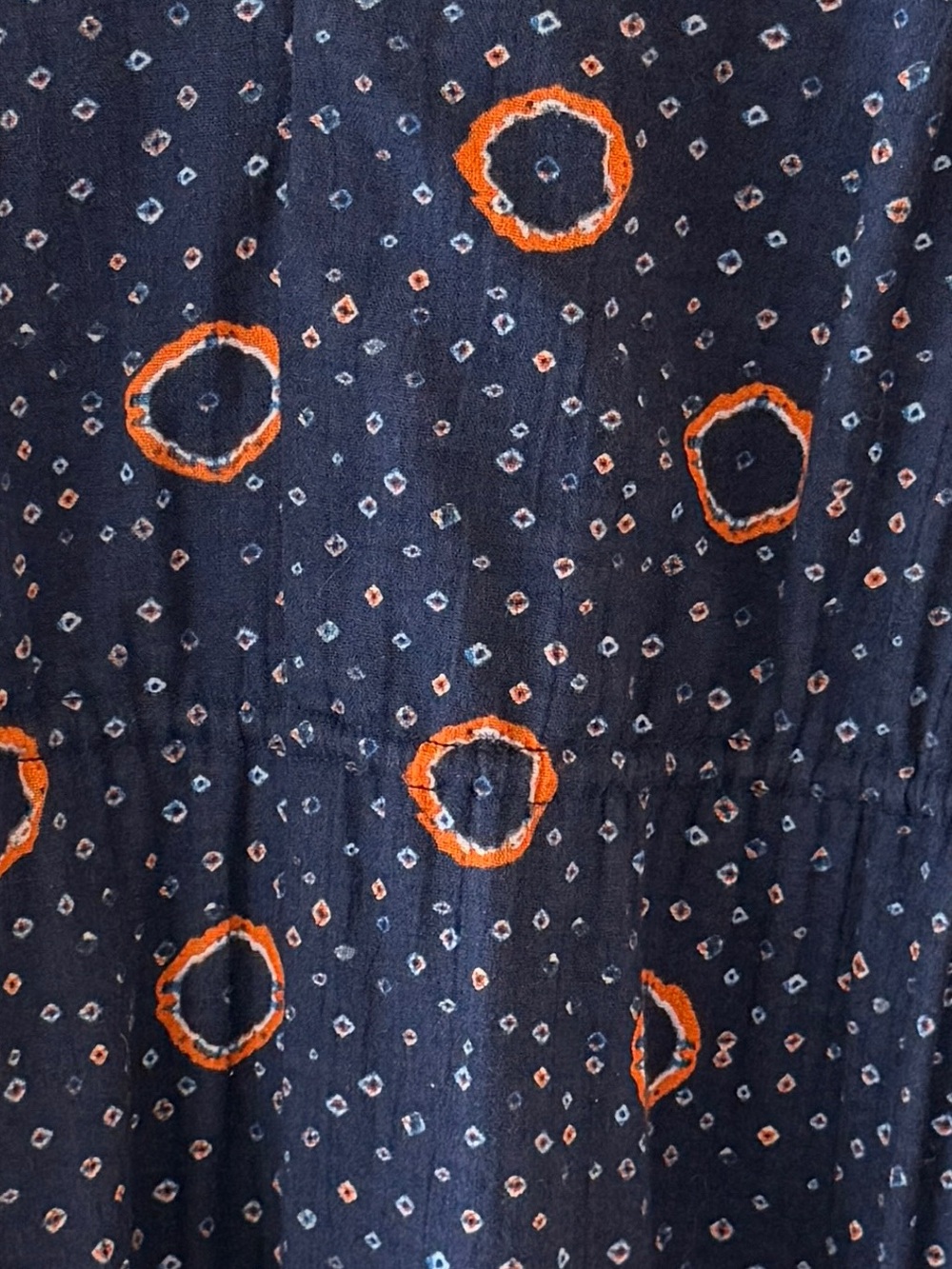 Apiece Apart Daphne Dress in Shibori Dot Midi Navy Blue Orange Womens Small - Picture 8 of 16